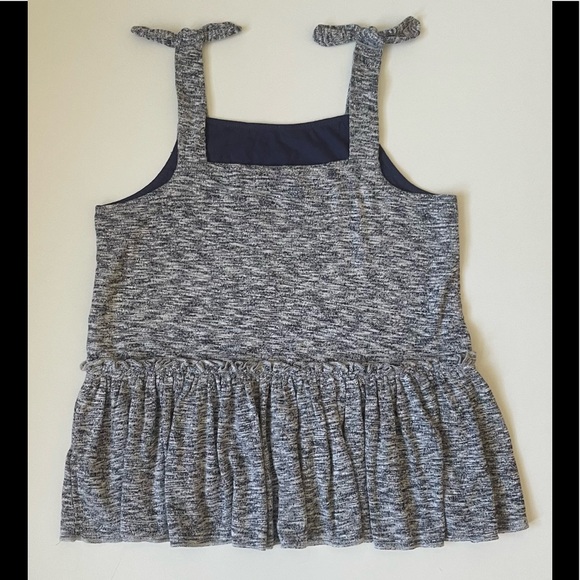J. Crew Crewcuts Girls’ Marled Ruffle-trim Tank Top in Supersoft Jersey in Navy - Picture 2 of 8
